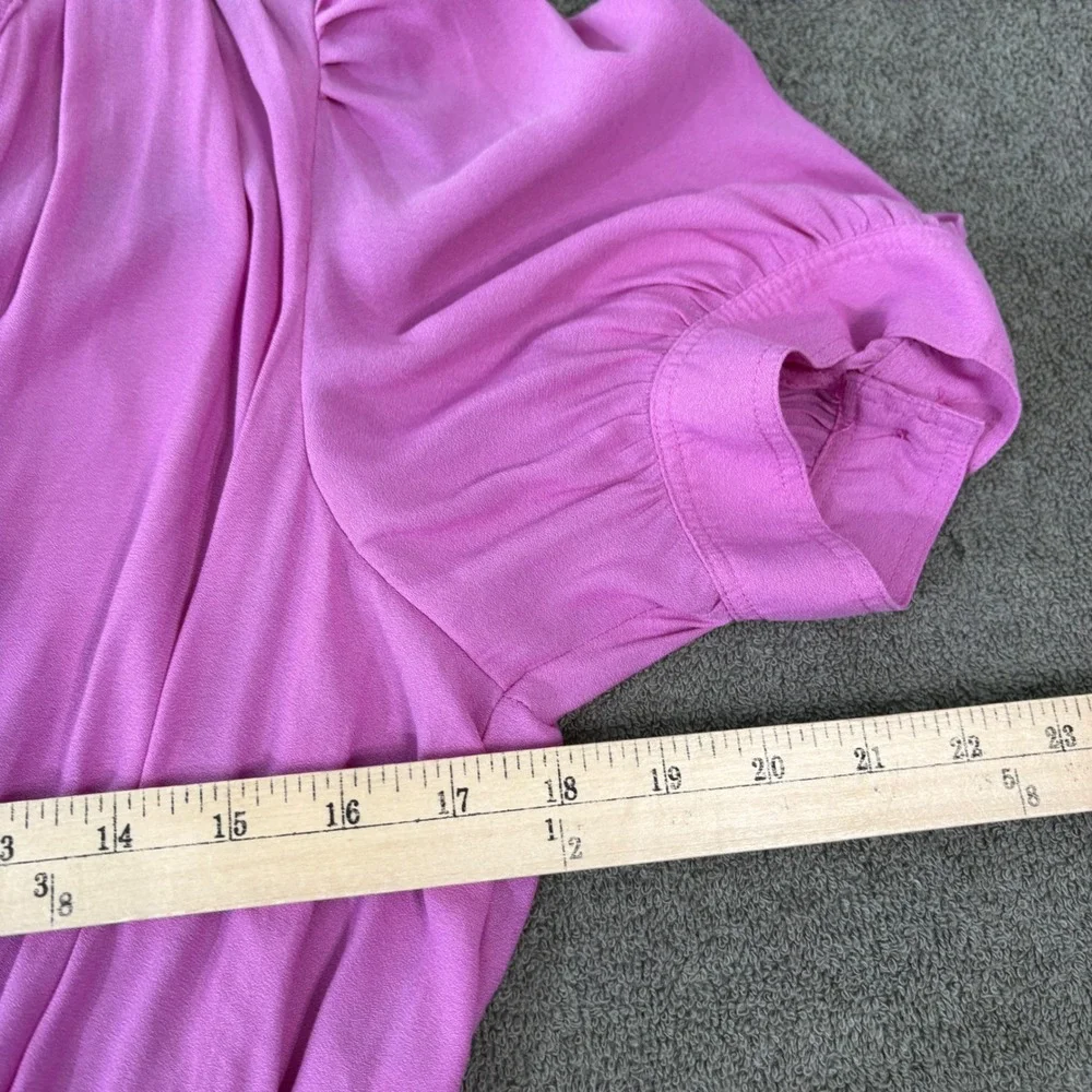 Free People Blouse Womens M Pink Magenta‎ Puff Sleeve Button Front Crop Top Boho